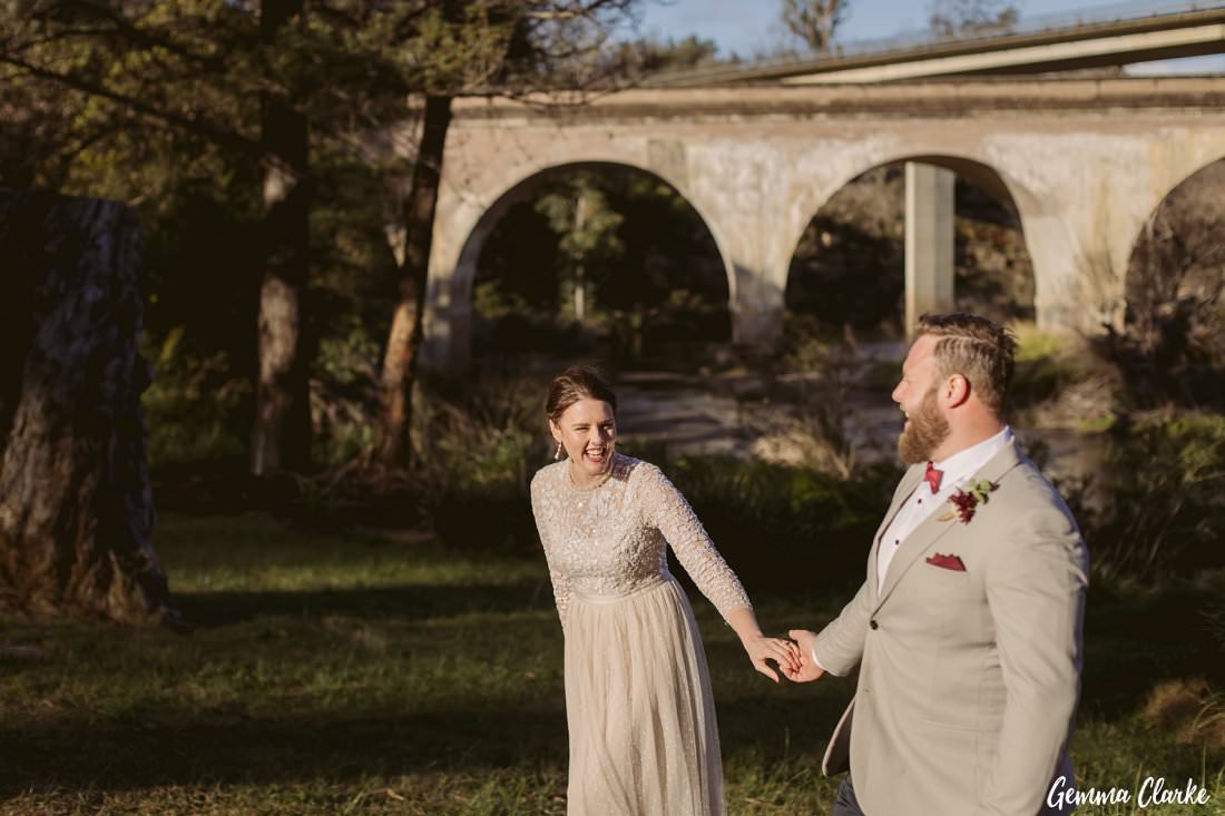 Loving the moments of the bride and groom just after they said their personalised vows in the sunset light for their Buxton wedding